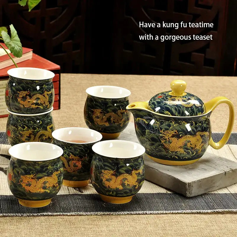 Ceramic Dragon Teapot Set