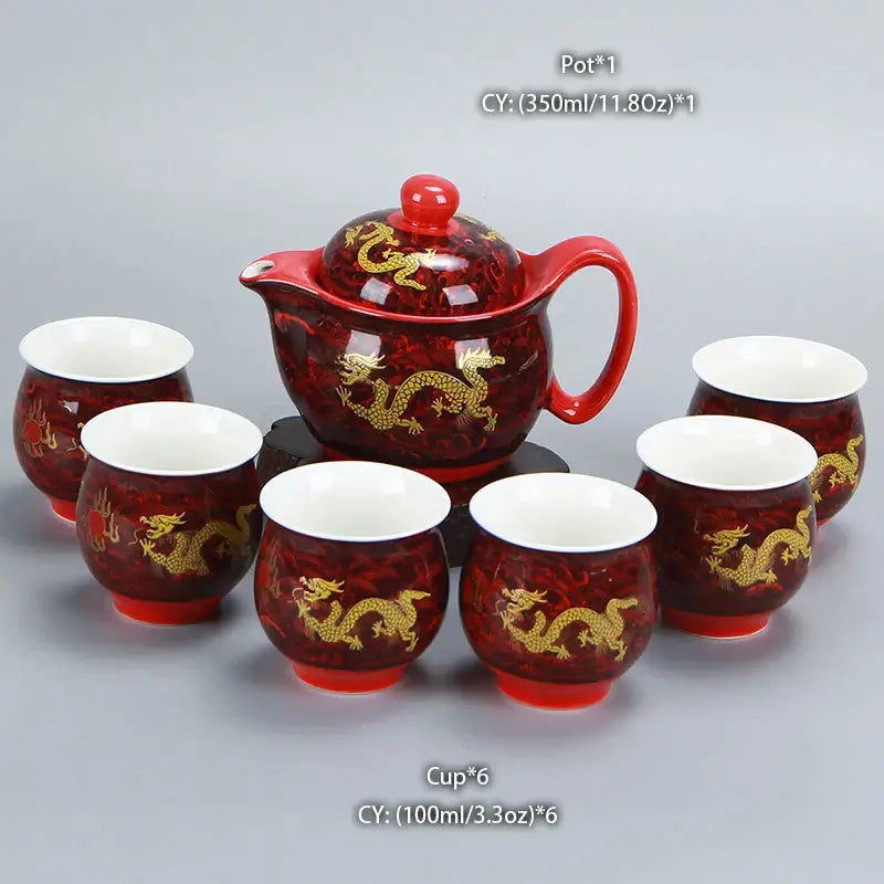 Ceramic Dragon Teapot Set