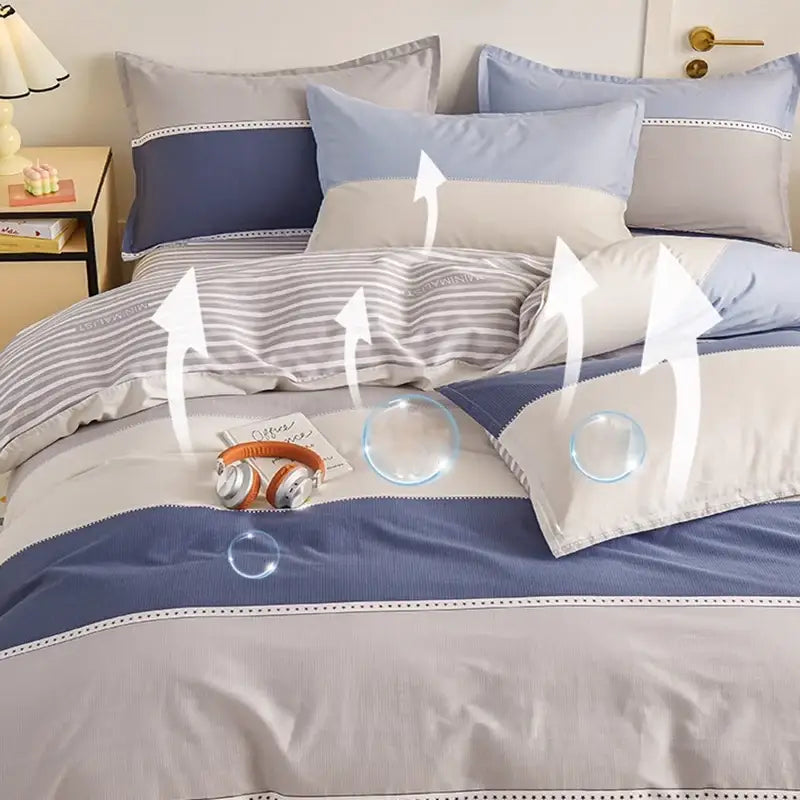 Blue Striped Cotton Duvet