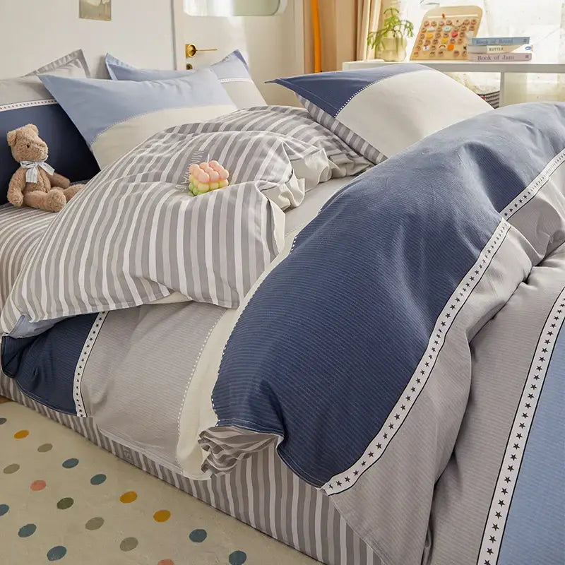 Blue Striped Cotton Duvet