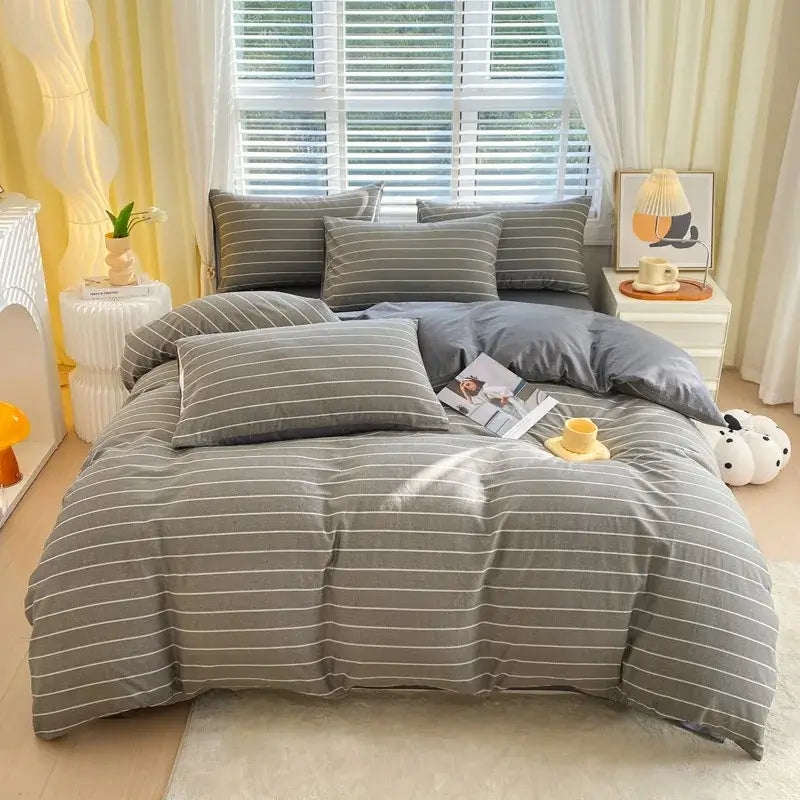 Blue Striped Cotton Duvet