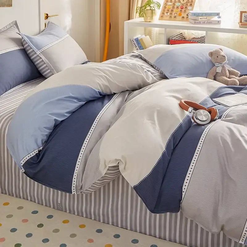 Blue Striped Cotton Duvet