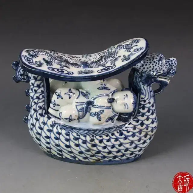 Porcelain Dragon Boat Statue