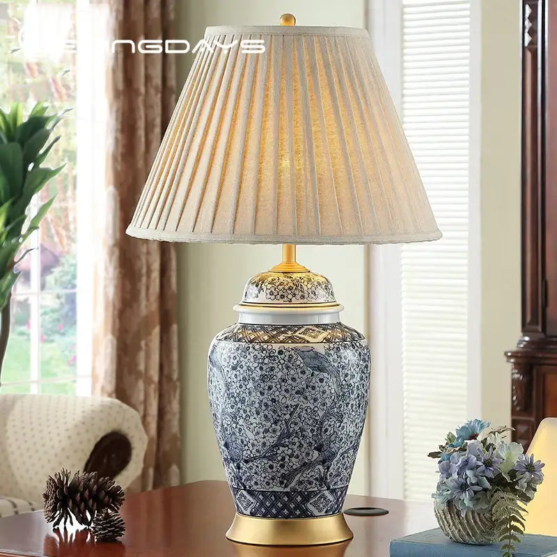 Porcelain Gold Accent Table Lamp