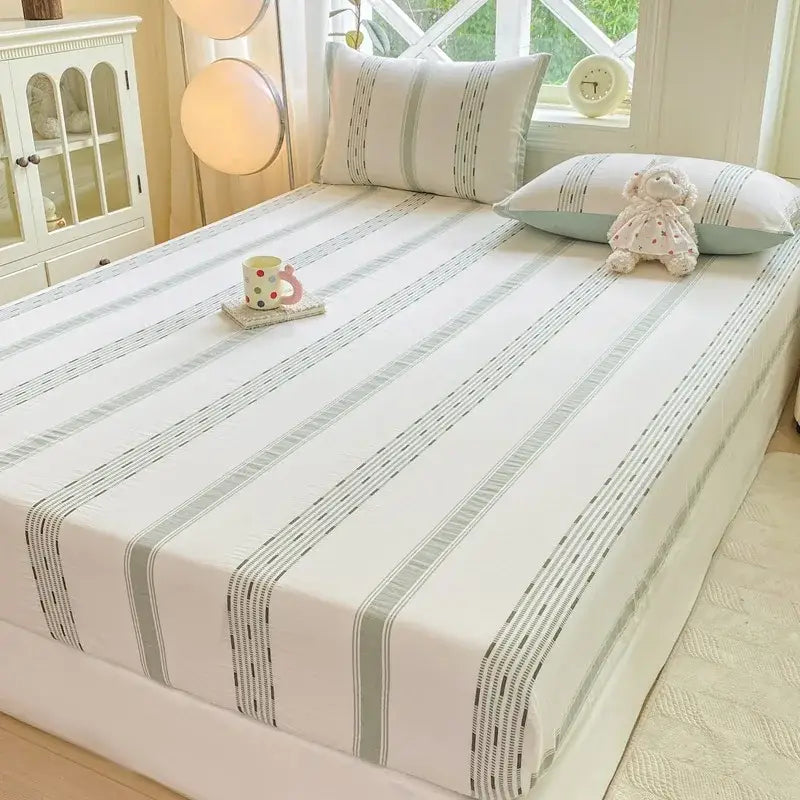 Blue Striped Jacquard Sheets