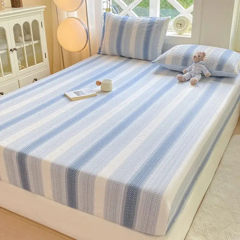 Blue Striped Jacquard Sheets