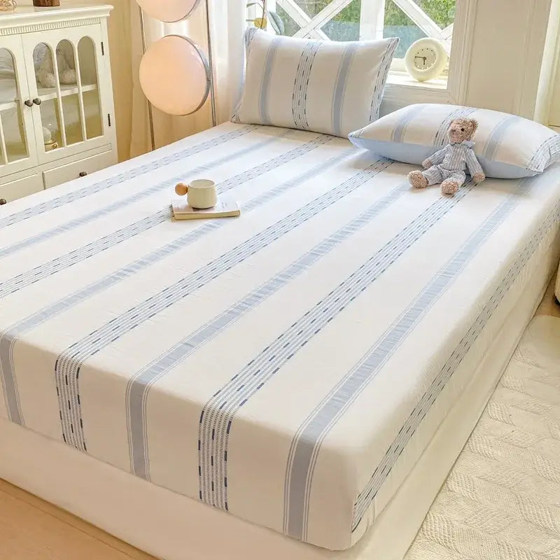 Blue Striped Jacquard Sheets