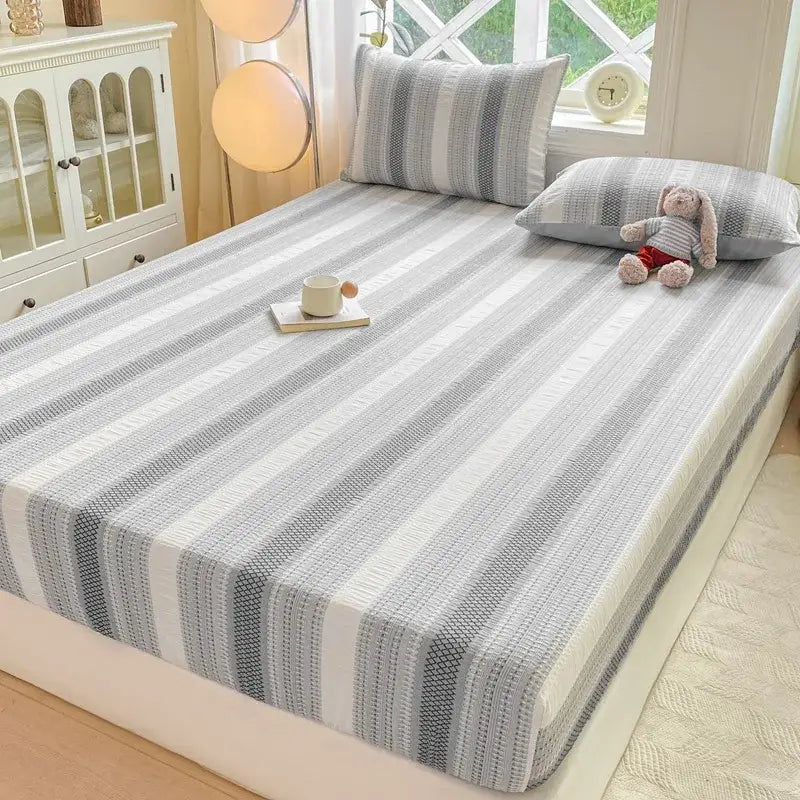 Blue Striped Jacquard Sheets