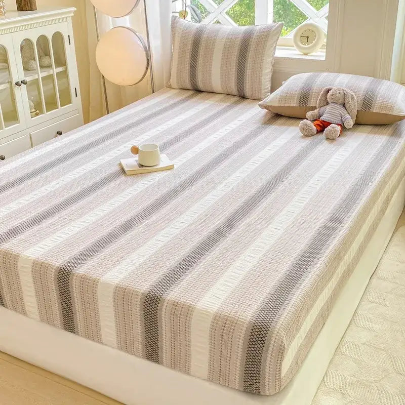 Blue Striped Jacquard Sheets