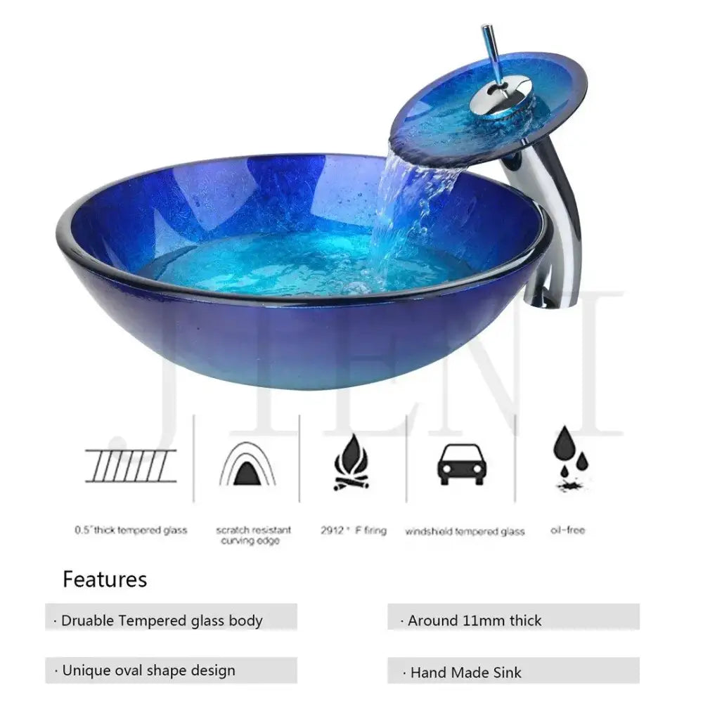 Blue Chrome Waterfall Faucet
