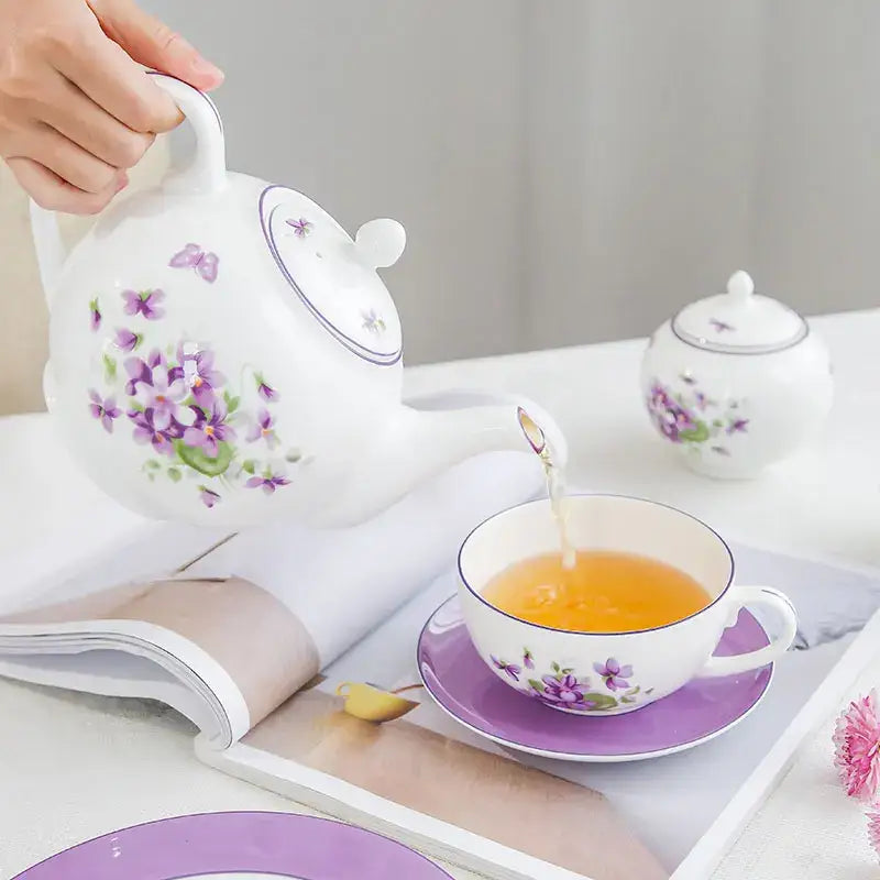 Blue Floral Porcelain Tea Set