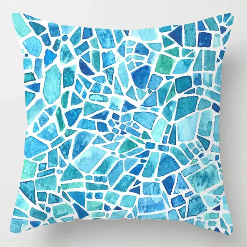 Blue Geometric Throw Pillows