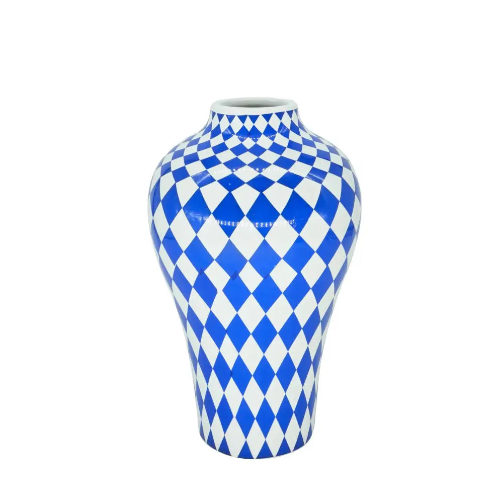 Blue Quilted Ceramic Vase