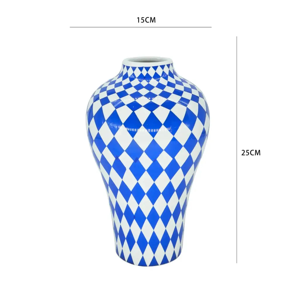 Blue Quilted Ceramic Vase