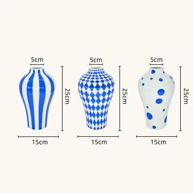Blue Quilted Ceramic Vase