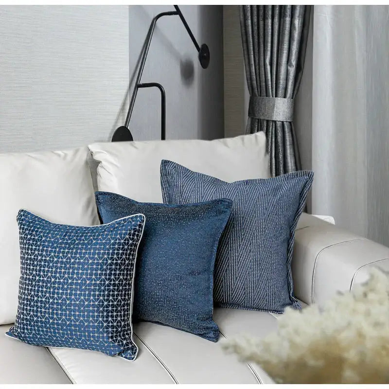 Blue Geometric Pillow Cover
