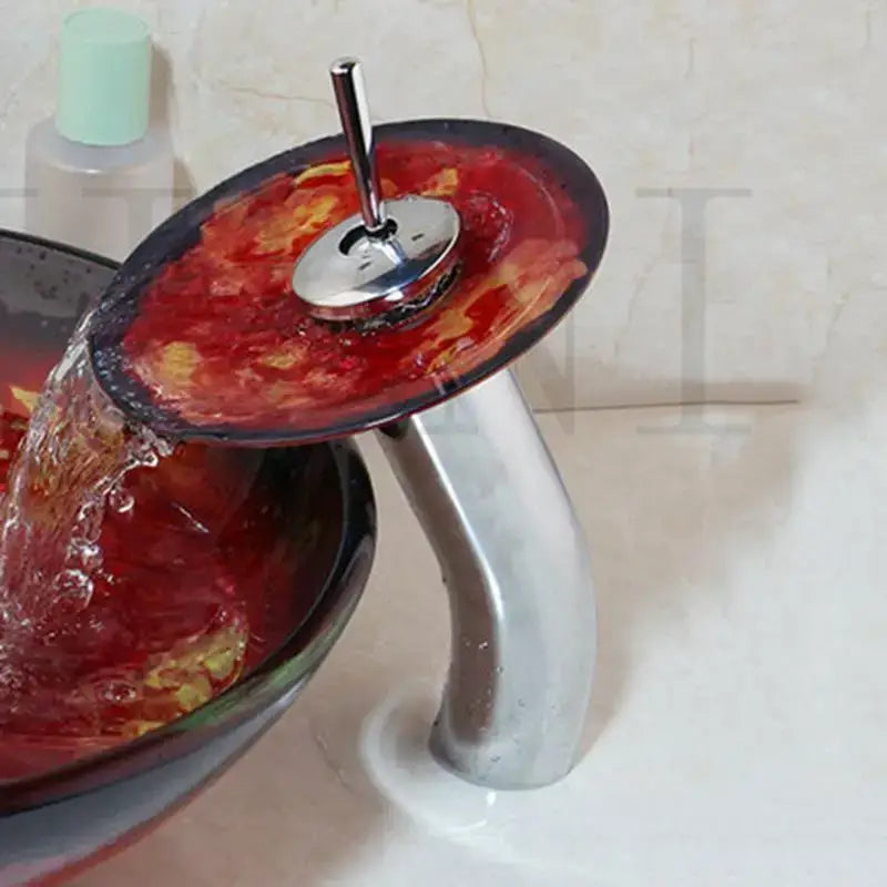 Blue Glass Rocker Faucet