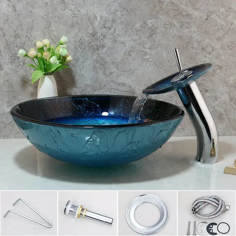 Blue Gradient Glass Sink