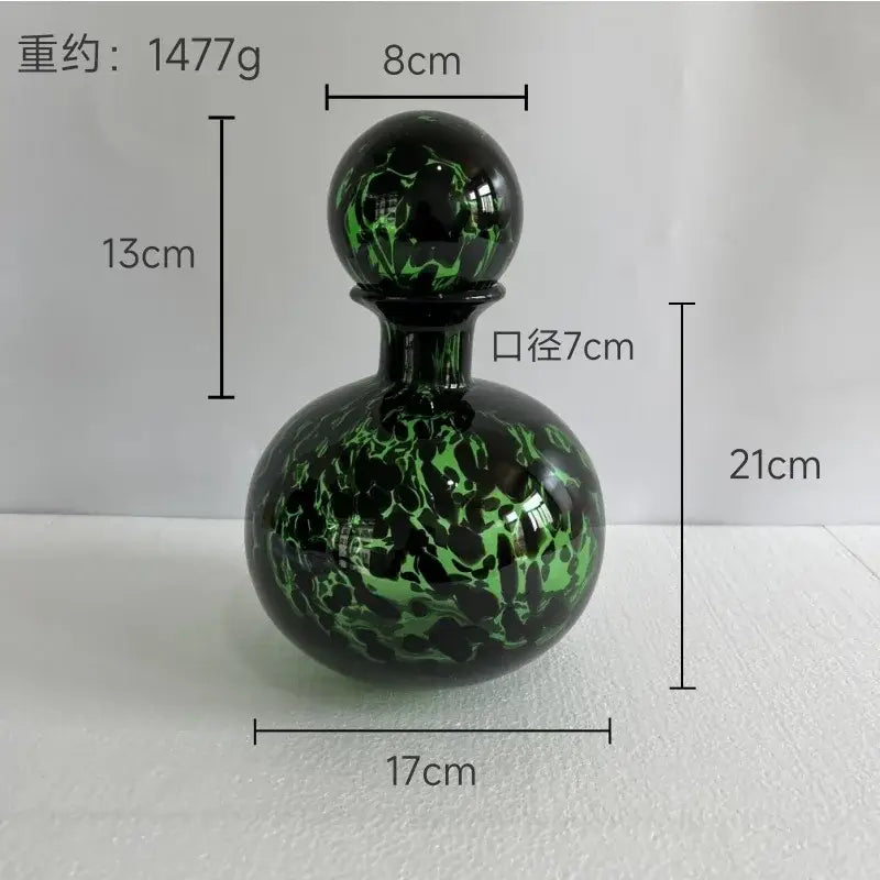 Blue Marbled Glass Vase