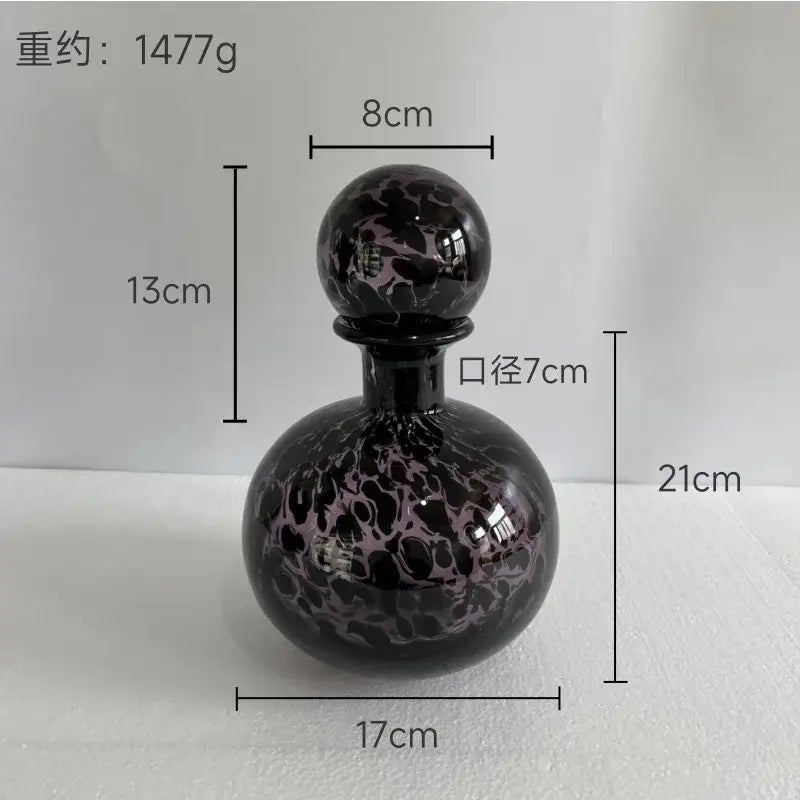 Blue Marbled Glass Vase