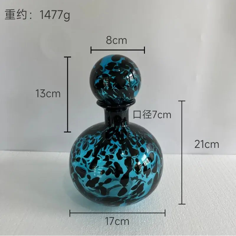 Blue Marbled Glass Vase