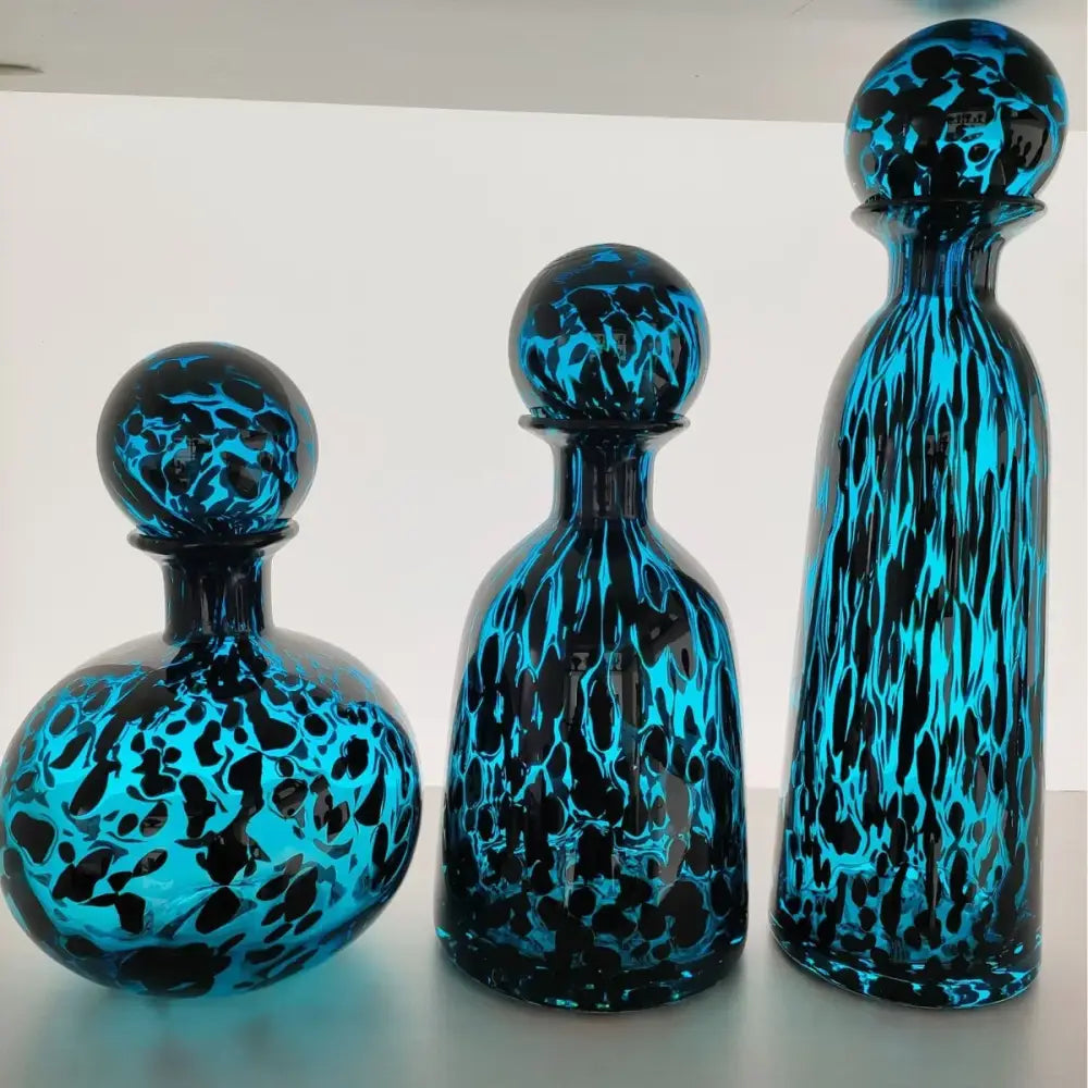 Blue Marbled Glass Vase