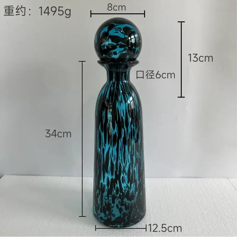 Blue Marbled Glass Vase