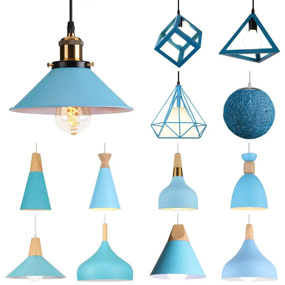 Blue Metal Pendant Light
