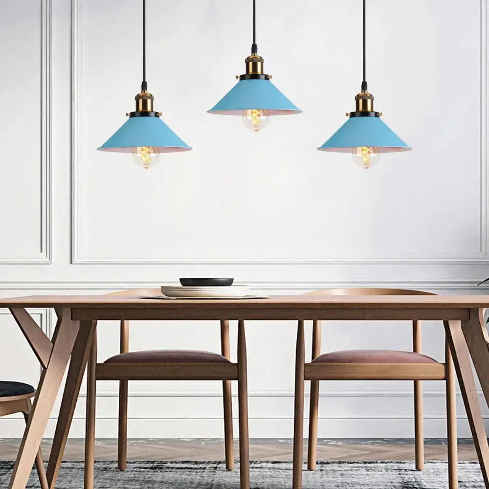 Blue Metal Pendant Light