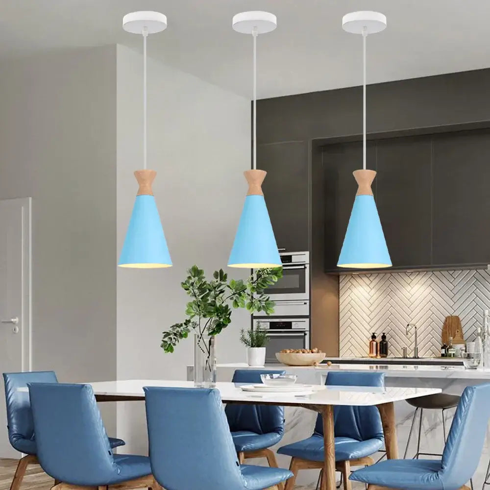 Blue Metal Pendant Light