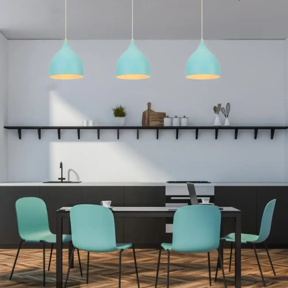 Blue Metal Pendant Light
