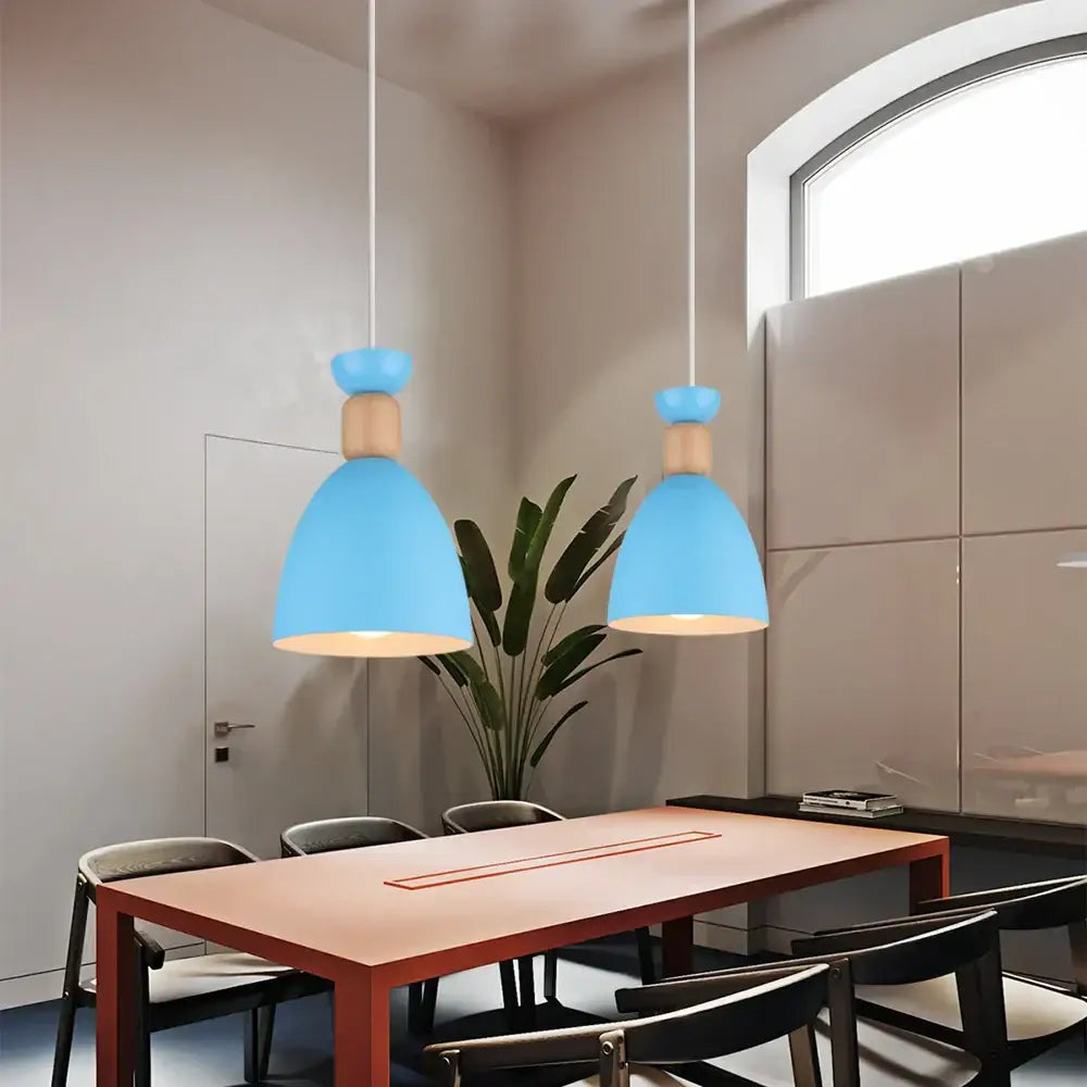 Blue Metal Pendant Light