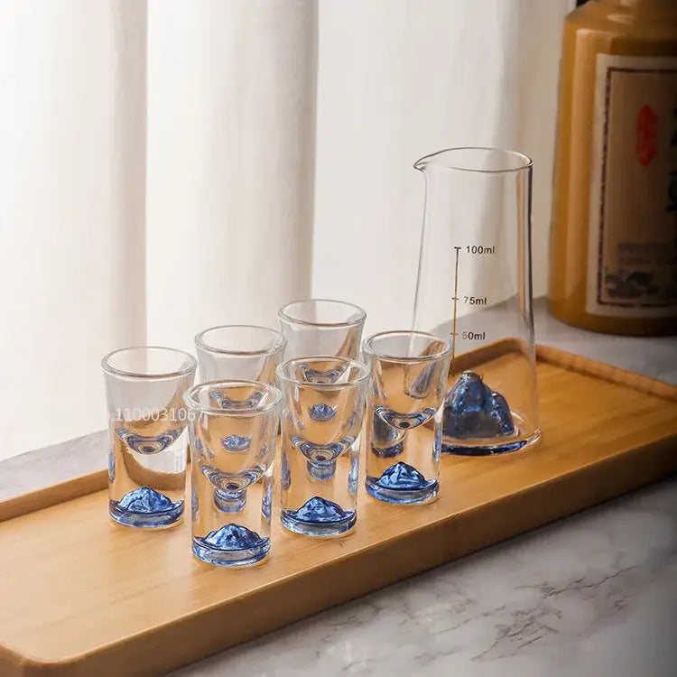 Blue Sake Glass Jug Set