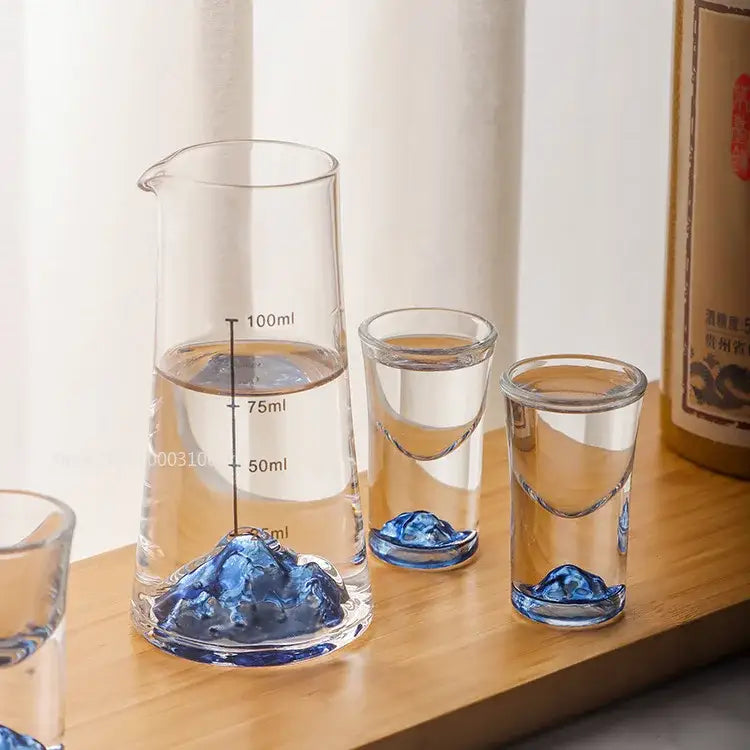 Blue Sake Glass Jug Set