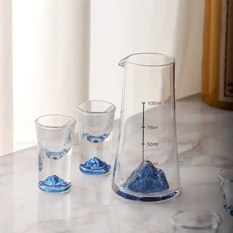 Blue Sake Glass Jug Set