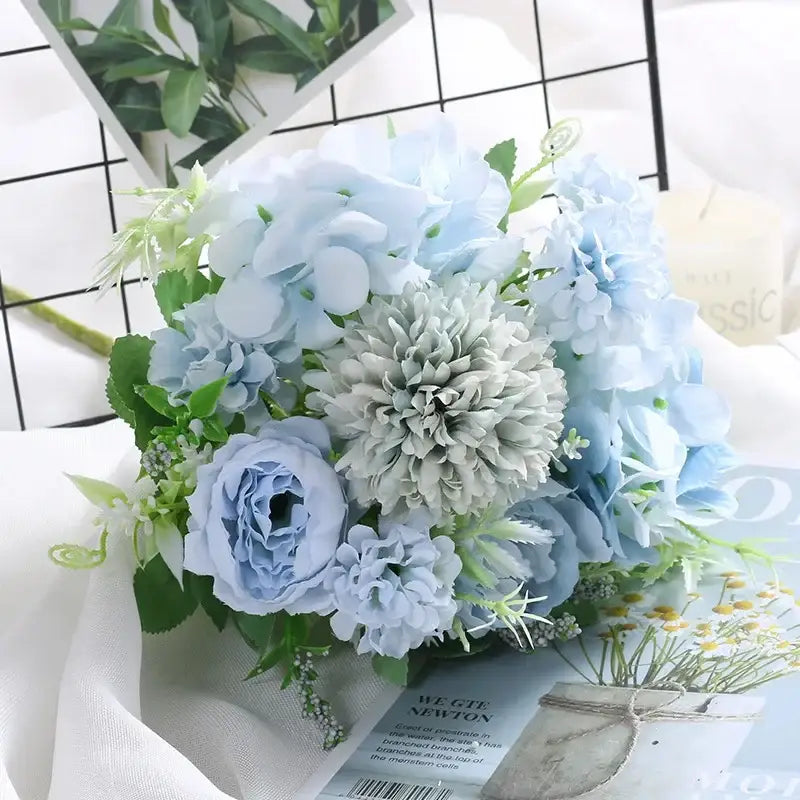 Blue Silk Floral Bouquet