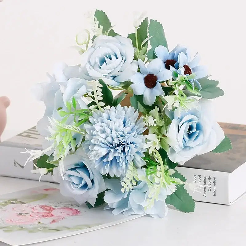 Blue Silk Floral Bouquet