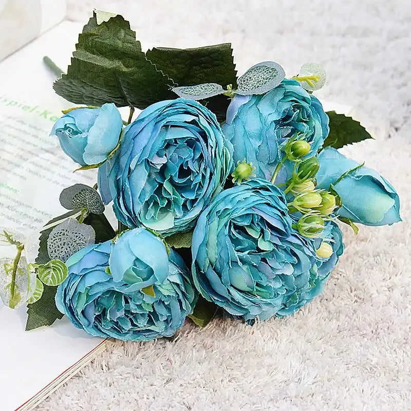 Blue Silk Floral Bouquet