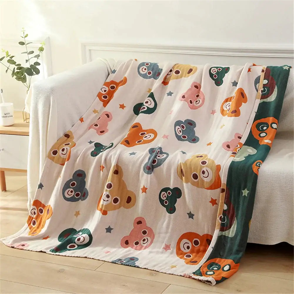 Blue Teddy Bear Cotton Towel