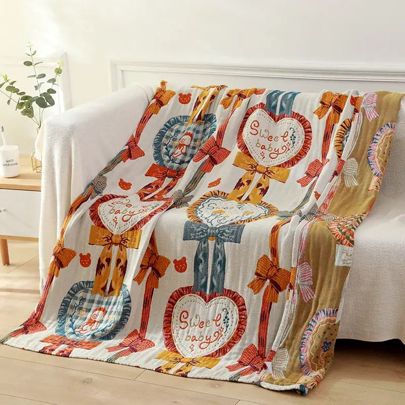 Blue Teddy Bear Cotton Towel