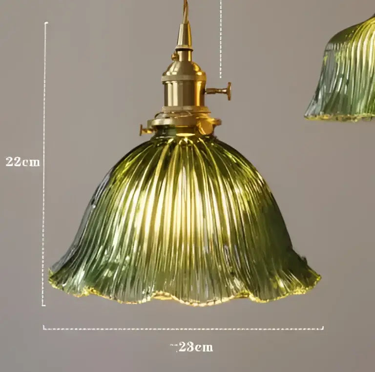 Blue Glass Pendant Light Translucent Brass