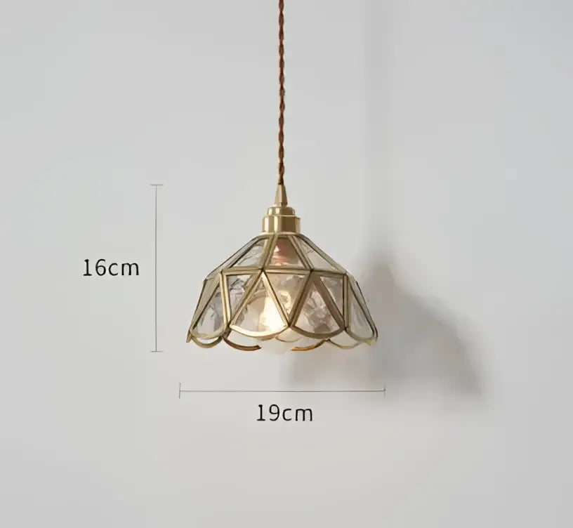 Blue Glass Pendant Light Translucent Brass