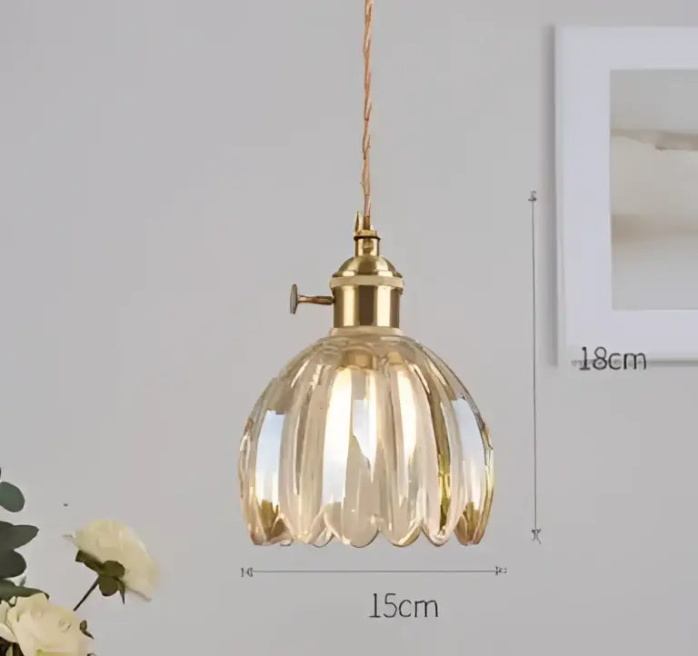 Blue Glass Pendant Light Translucent Brass