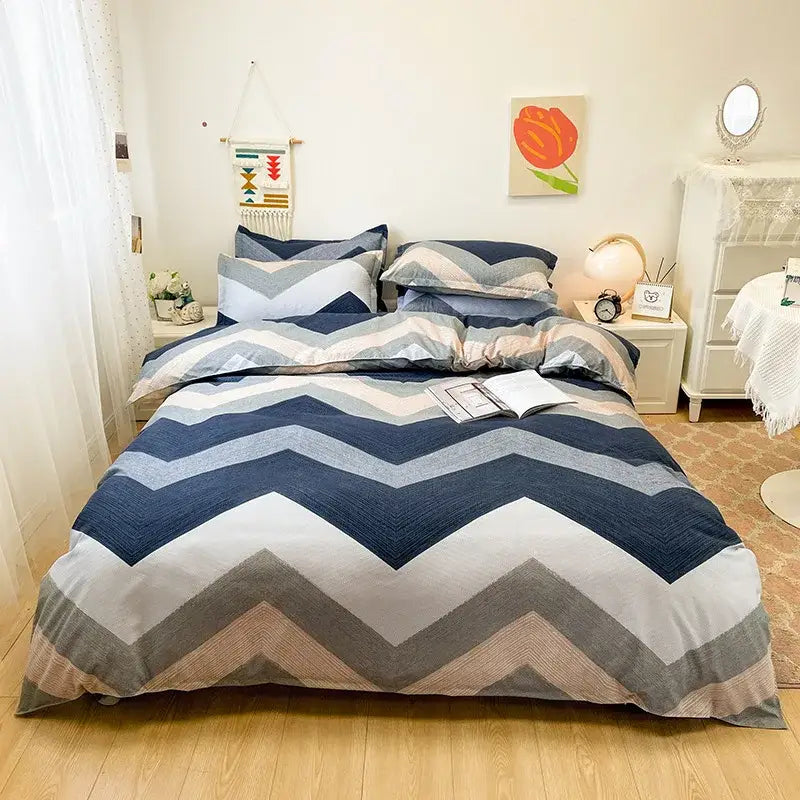 Blue White Print Bedding