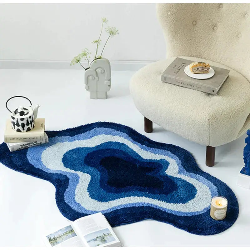 Blue Cloud Tufted Bath Mat