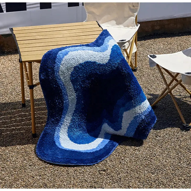 Blue Cloud Tufted Bath Mat