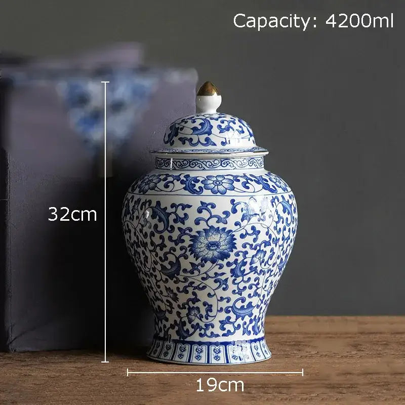 Blue Porcelain Gold Jar Decor
