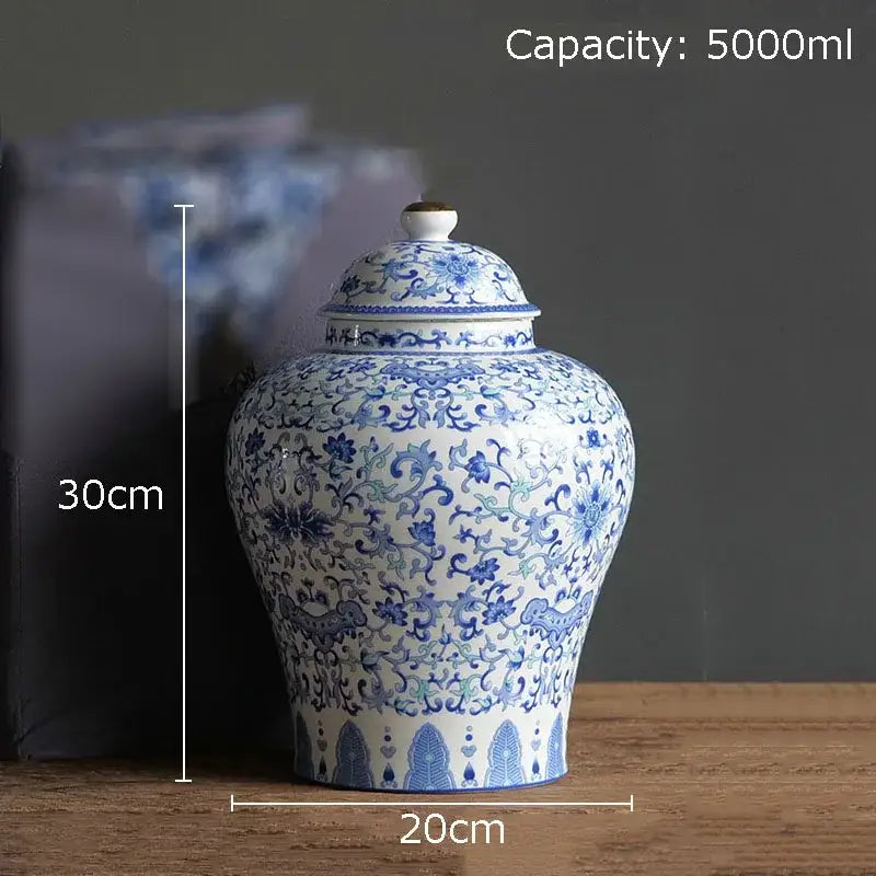 Blue Porcelain Gold Jar Decor