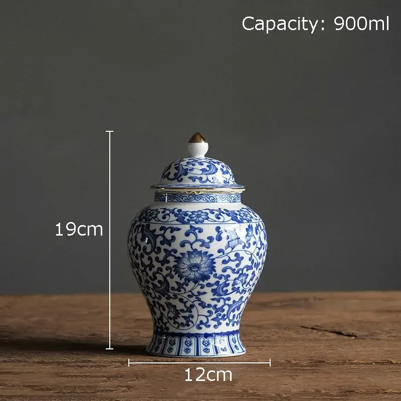 Blue Porcelain Gold Jar Decor