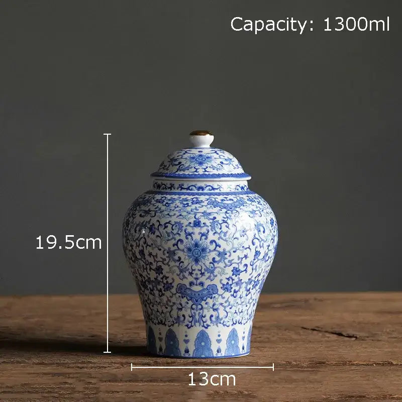 Blue Porcelain Gold Jar Decor